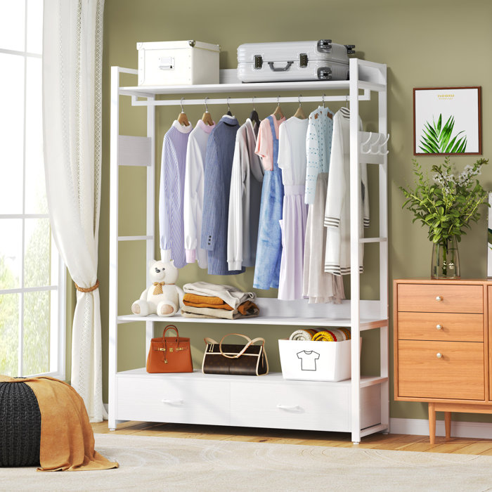 17 Stories Tonnesha 47.2 Garment Rack with 2 Drawers and Hang Rod